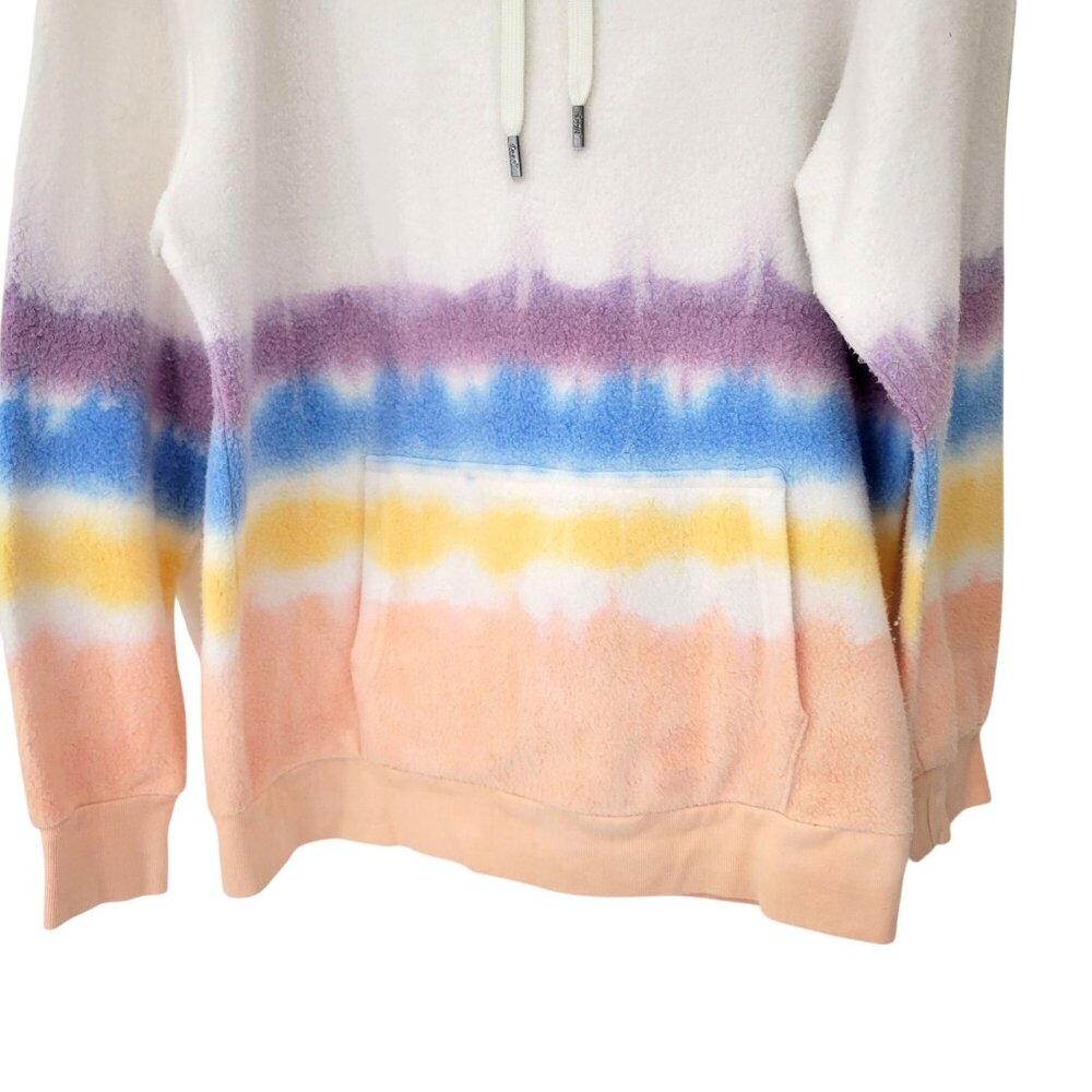 Feat Clothing Tie-Dye Blanket Blend Hoodie White Pastel Rainbow Gradient Womens - Picture 4 of 8